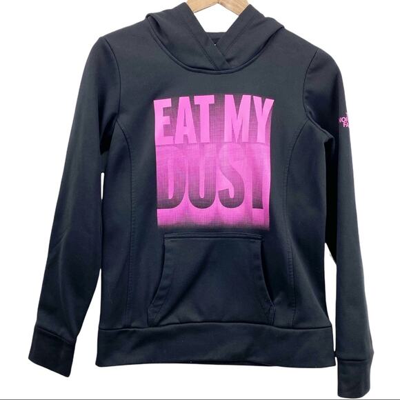 The North‎ Face Sweatshirt Hoodie Womens Small Eat My Dust Activewear Gorpcore - Picture 1 of 9